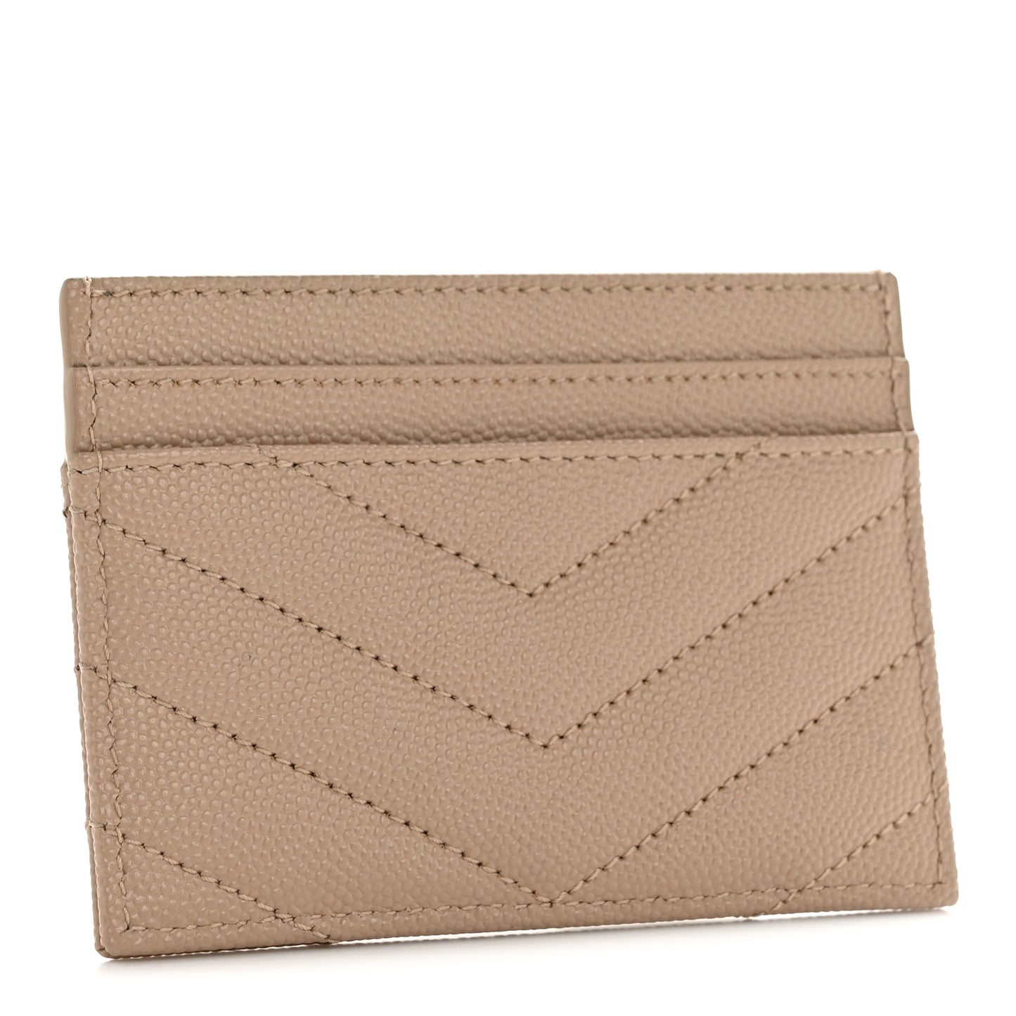 Grain De Poudre Matelasse Chevron Monogram Credit Card Case Dark Beige