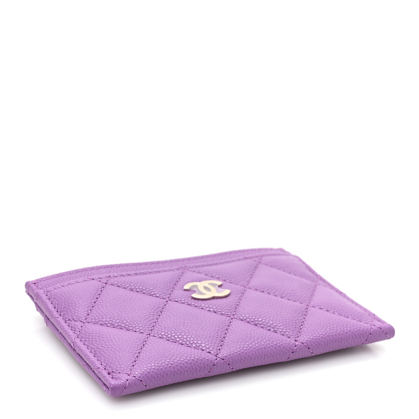 Caviar Quilted Card Holder Purple