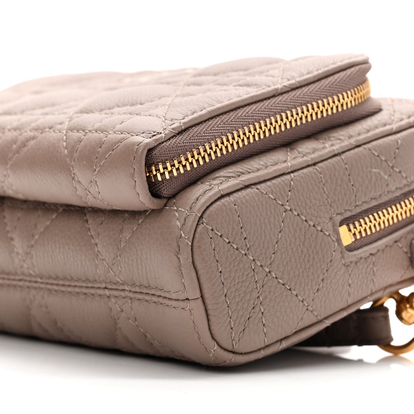 Supple Calfskin Caro Double Pouch Warm Taupe