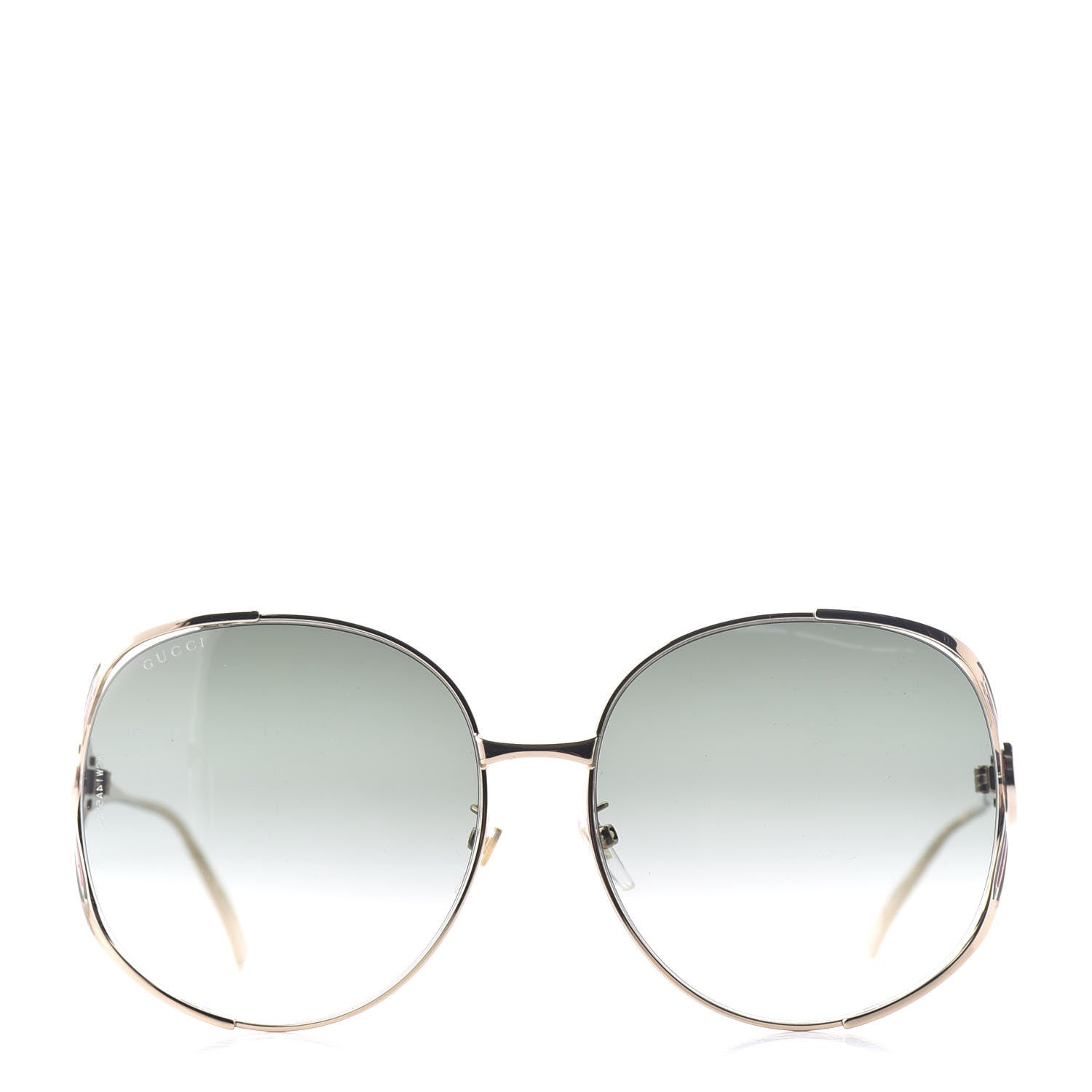 Gucci Metal Oversized Round Frame GG0225S Sunglasses Gold 2 of 12