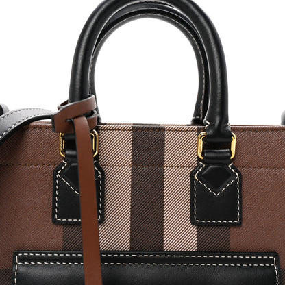 Burberry E-Canvas Check Calfskin Mini Freya Tote Dark Birch Brown 7 of 9