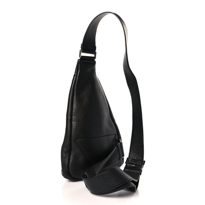 Prada Vitello Daino Logo Embossed Cross Sling Backpack Black 3 of 8