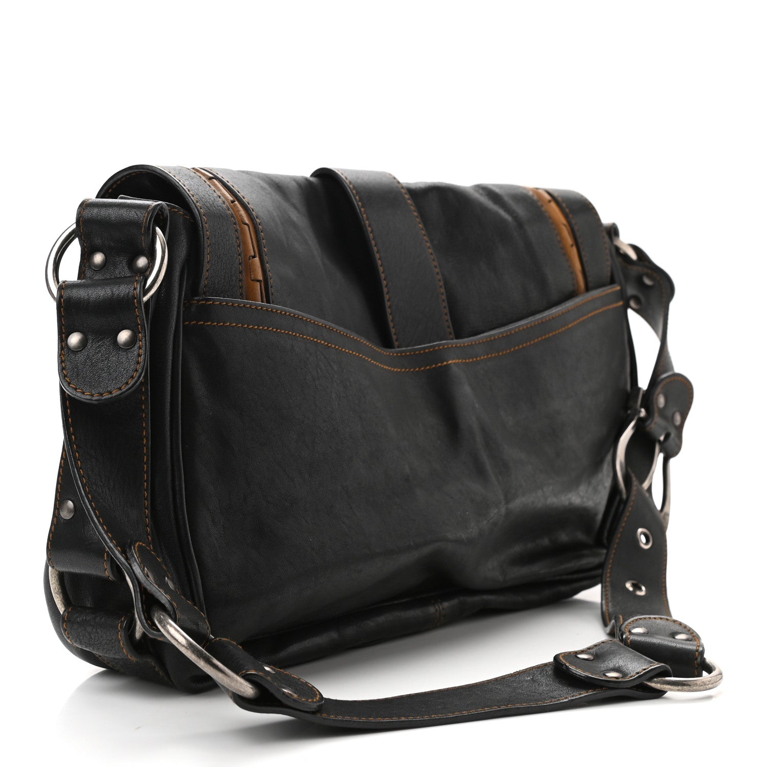 Christian Dior Calfskin Medium Gaucho Double Saddle Bag Black 8 of 21