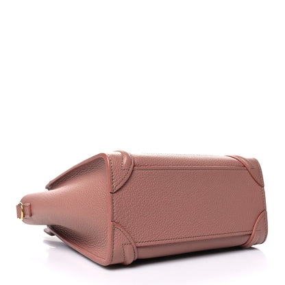 Celine Drummed Calfskin Nano Luggage Antique Rose 3 of 10