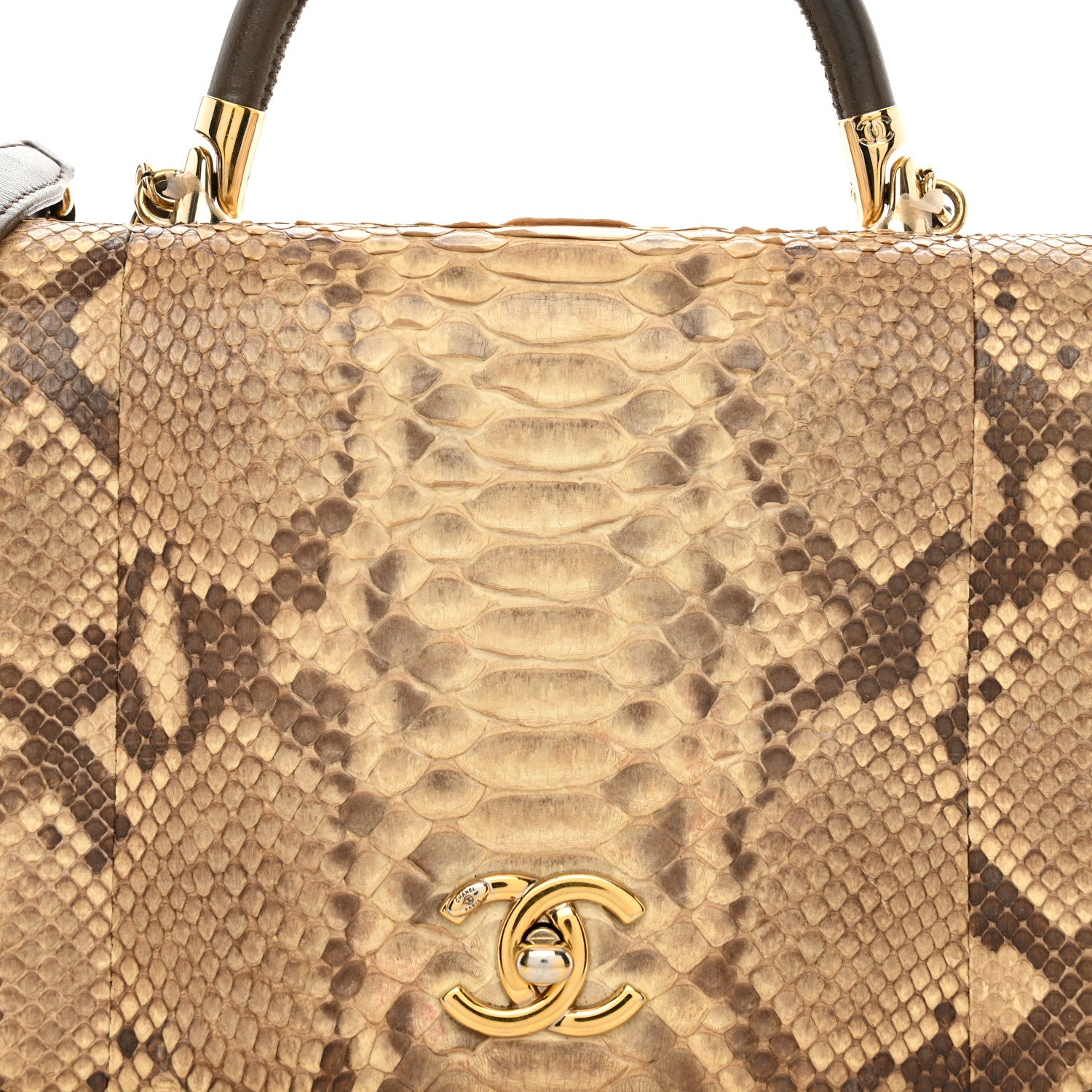 Chanel Snakeskin Metal Top Handle Carry Chic Flap 5 of 13