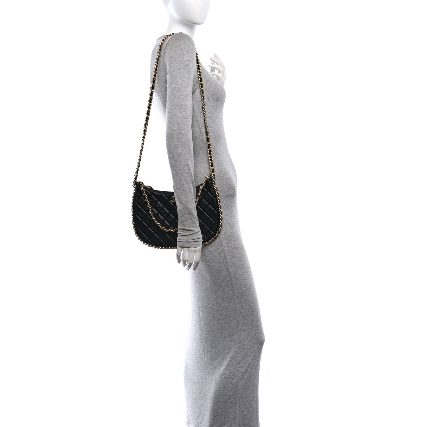 Chanel Shiny Crumpled Lambskin Quilted Large Trendy Chain Around