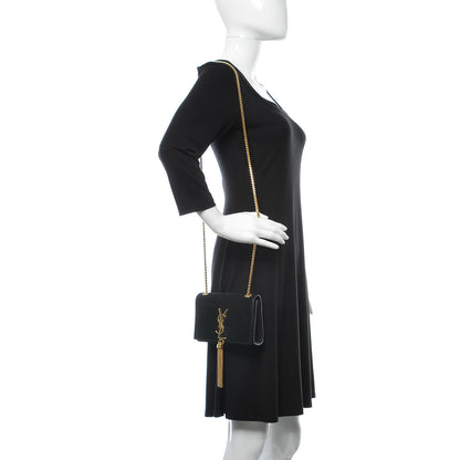 Saint Laurent Suede Small Classic Monogram Kate Tassel Satchel Black 2 of 10