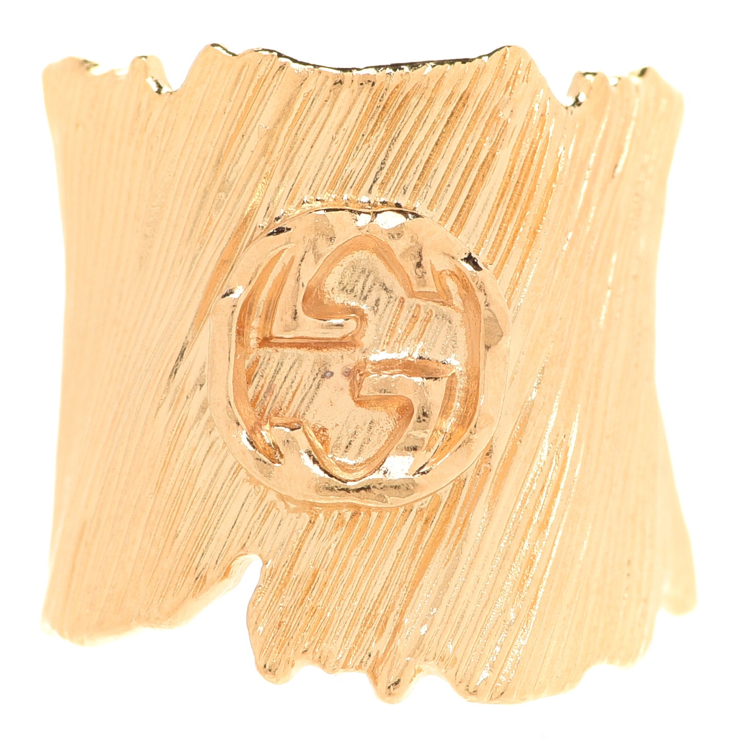 Textured Metal Interlocking G Ring S Gold