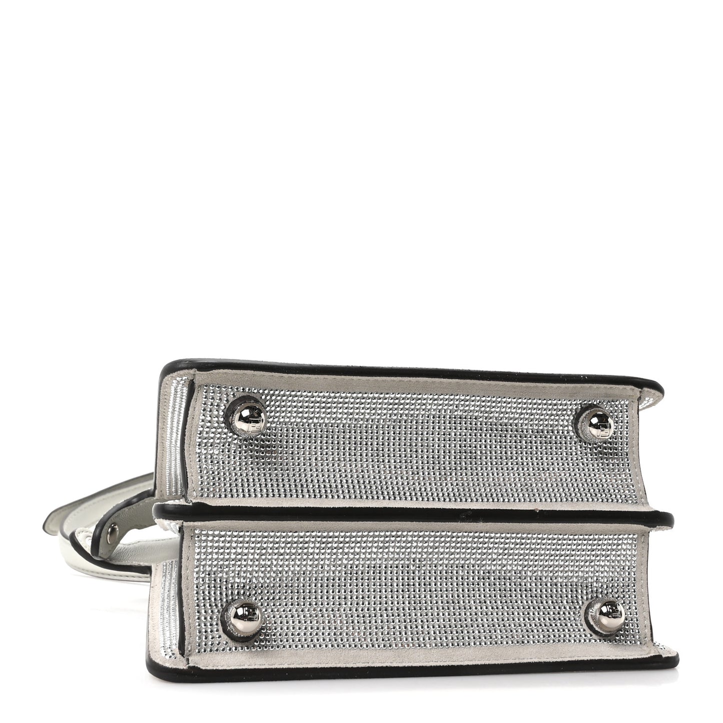 Iridescent Crystal Vitello Laminato Suede FF Petite Peekaboo I SEE U Satchel Cappuccino