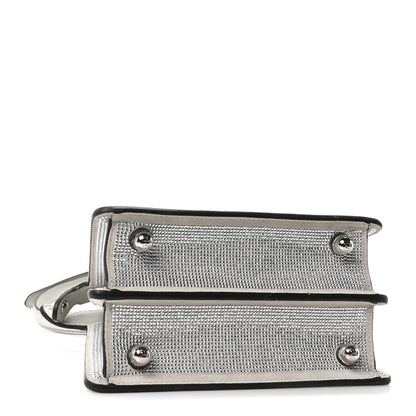 Fendi Iridescent Crystal Vitello Laminato Suede FF Petite Peekaboo I SEE U Satchel Cappuccino 4 of 9