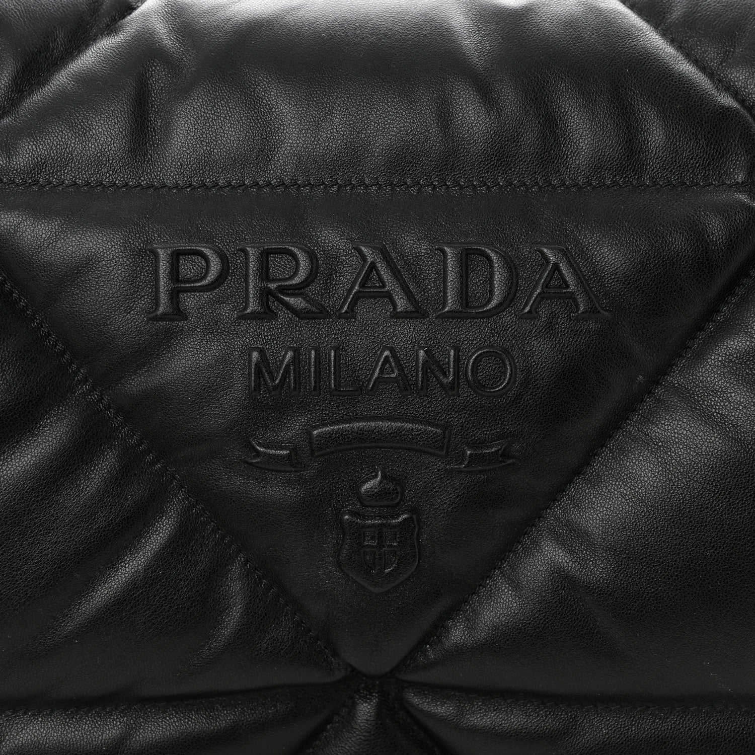 Prada Nappa Soft Padded Logo Embossed Triangle Quilted Shoulder Bag Black 8 of 10