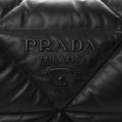 Prada Nappa Soft Padded Logo Embossed Triangle Quilted Shoulder Bag Black 8 of 10