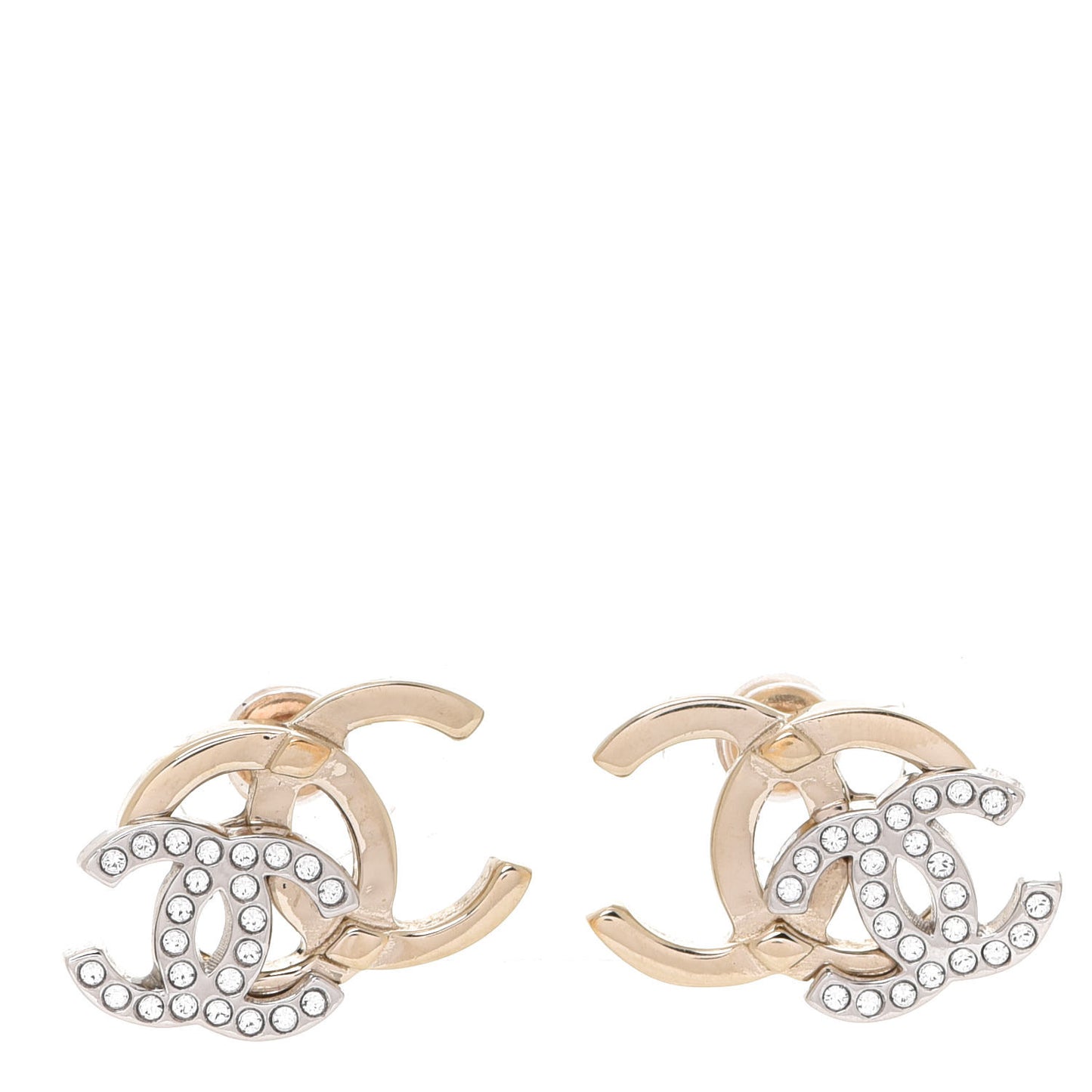 Crystal Double CC Earrings Gold Silver