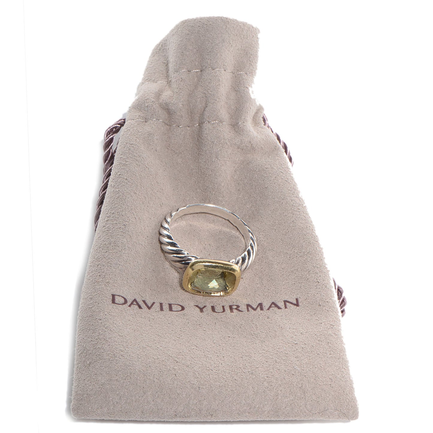 Sterling Silver 18k Yellow Gold Champagne Citrine 10mm Noblesse Ring 54 7