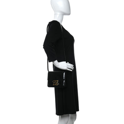 Fendi Vitello Vernice Mou Karligraphy Crossbody Bag Black 2 of 11