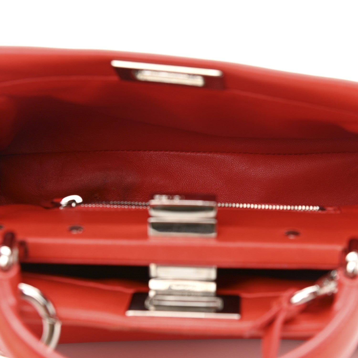 Fendi Nappa Mini Peekaboo Iconic Satchel Papavero 5 of 15