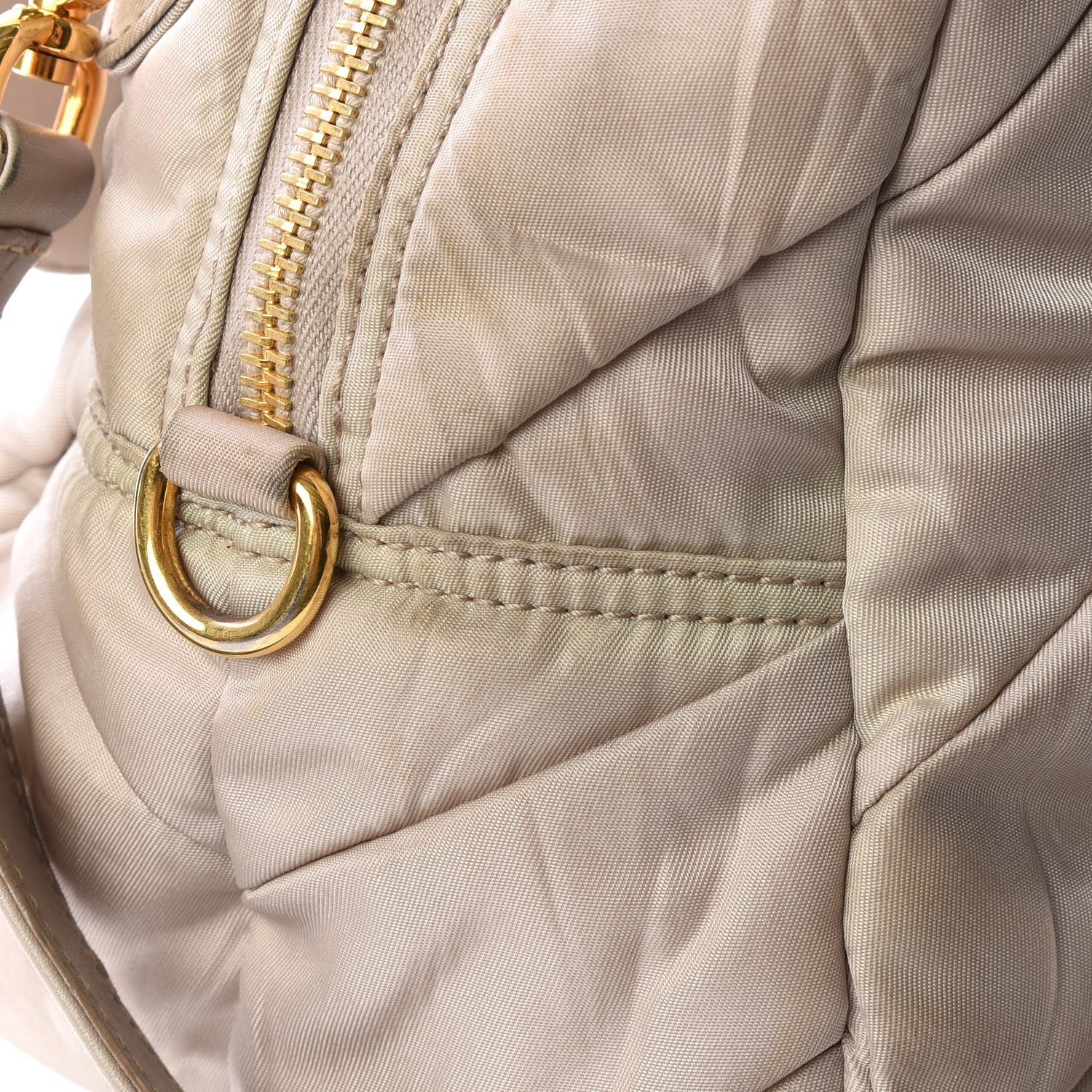 Prada Tessuto Nylon Chevron Quilted Dome Satchel Alluminio 14 of 14