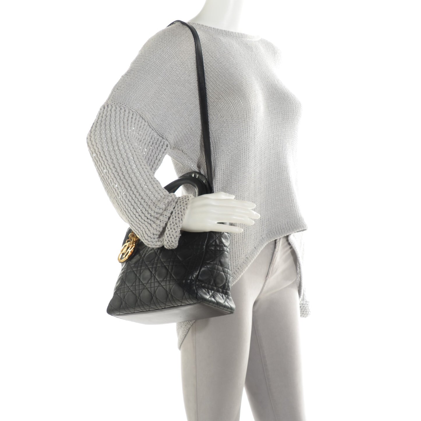 Lambskin Cannage Medium Lady Dior Black