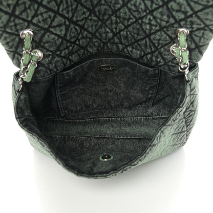 Chanel Denim Quilted Denimpression Flap Green Black 5 of 10