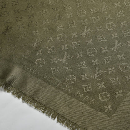 Louis Vuitton Silk Wool Monogram Shawl Kaki 3 of 4