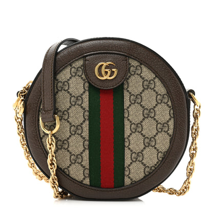 Gucci GG Supreme Monogram Web Mini Ophidia Round Shoulder Bag Brown 1 of 9