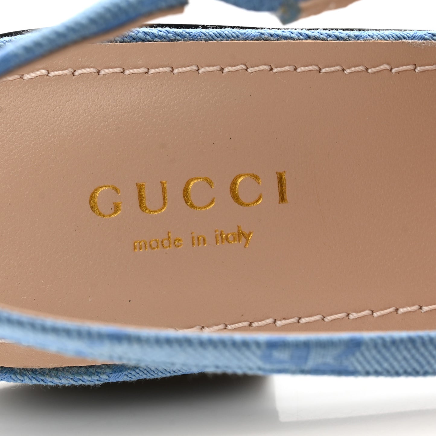 Canvas GG Monogram Horsebit Womens Slingback Ballet Flat 38 Light Blue