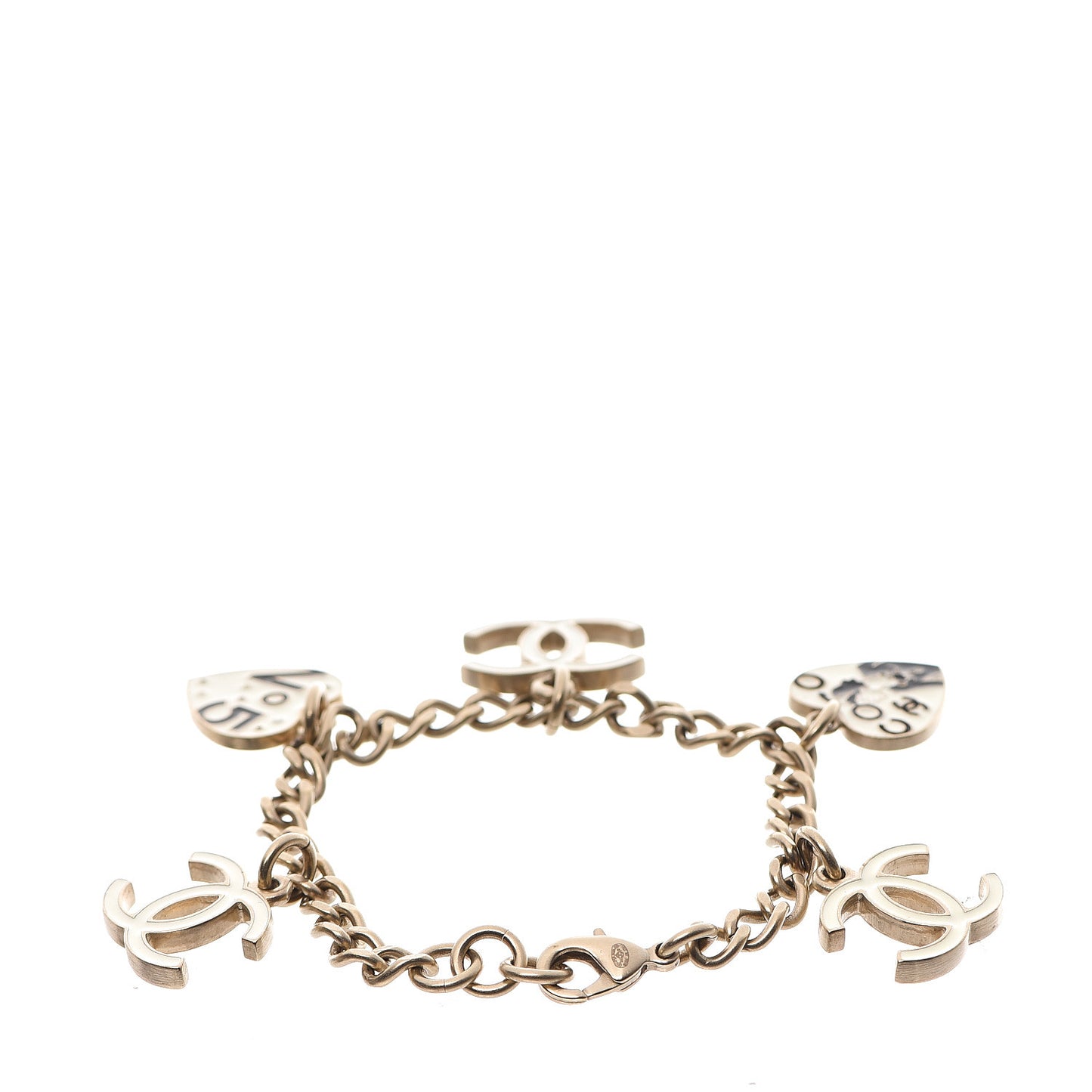 Crystal Chain CC No 5 Charm Bracelet Gold Multicolor