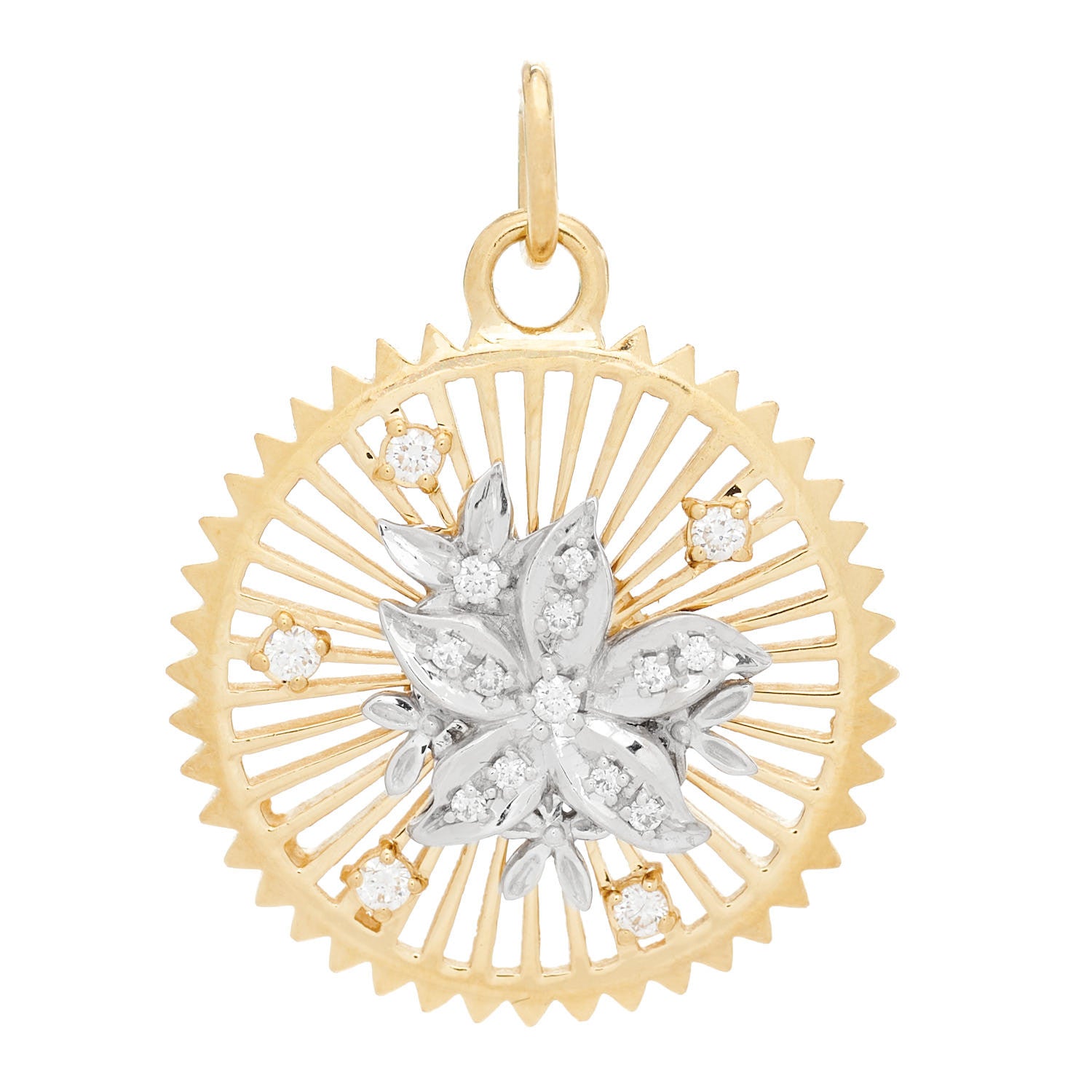 Foundrae 18K Yellow Gold Diamond Medium Resilience Medallion Pendant 1 of 3