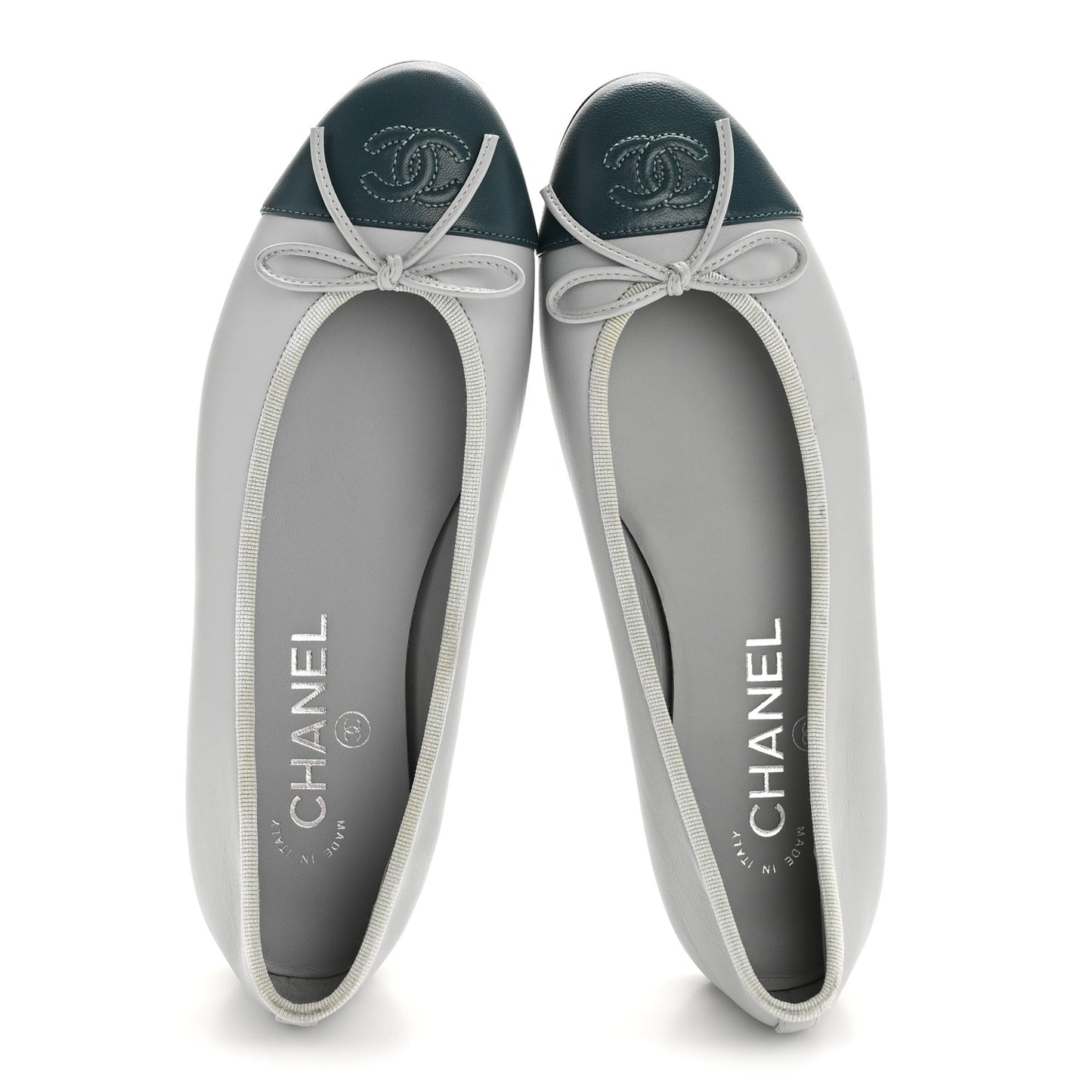 Lambskin Cap Toe CC Ballerina Flats 36.5 Light Blue Turquoise