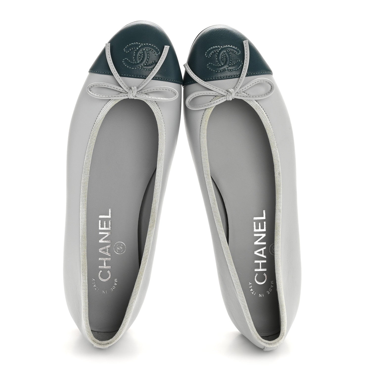Chanel Lambskin Cap Toe CC Ballerina Flats 36.5 Light Blue Turquoise 2 of 9