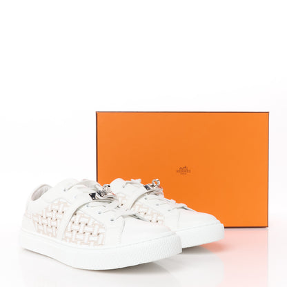 Hermes Calfskin Cross Woven Day Sneakers 40 White 9 of 9
