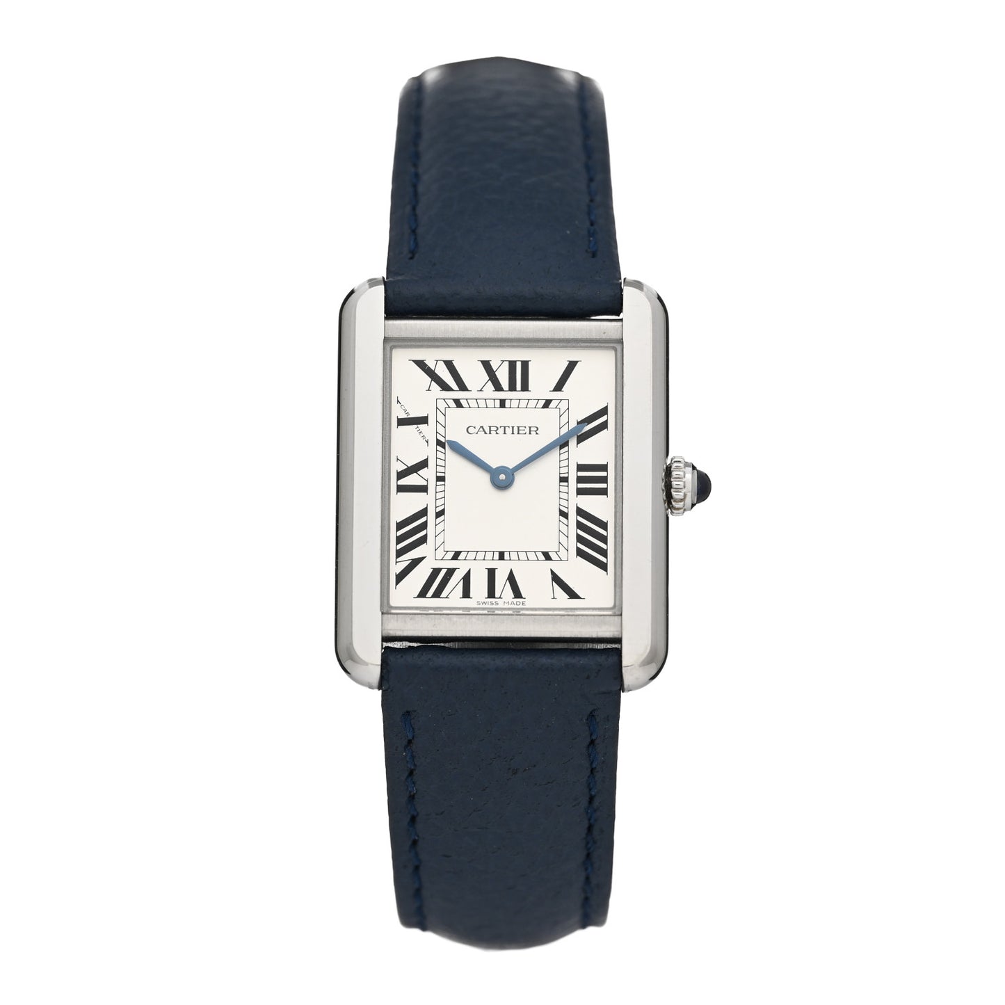 Stainless Steel Calfskin 24mm Tank Solo Quartz Watch Blue