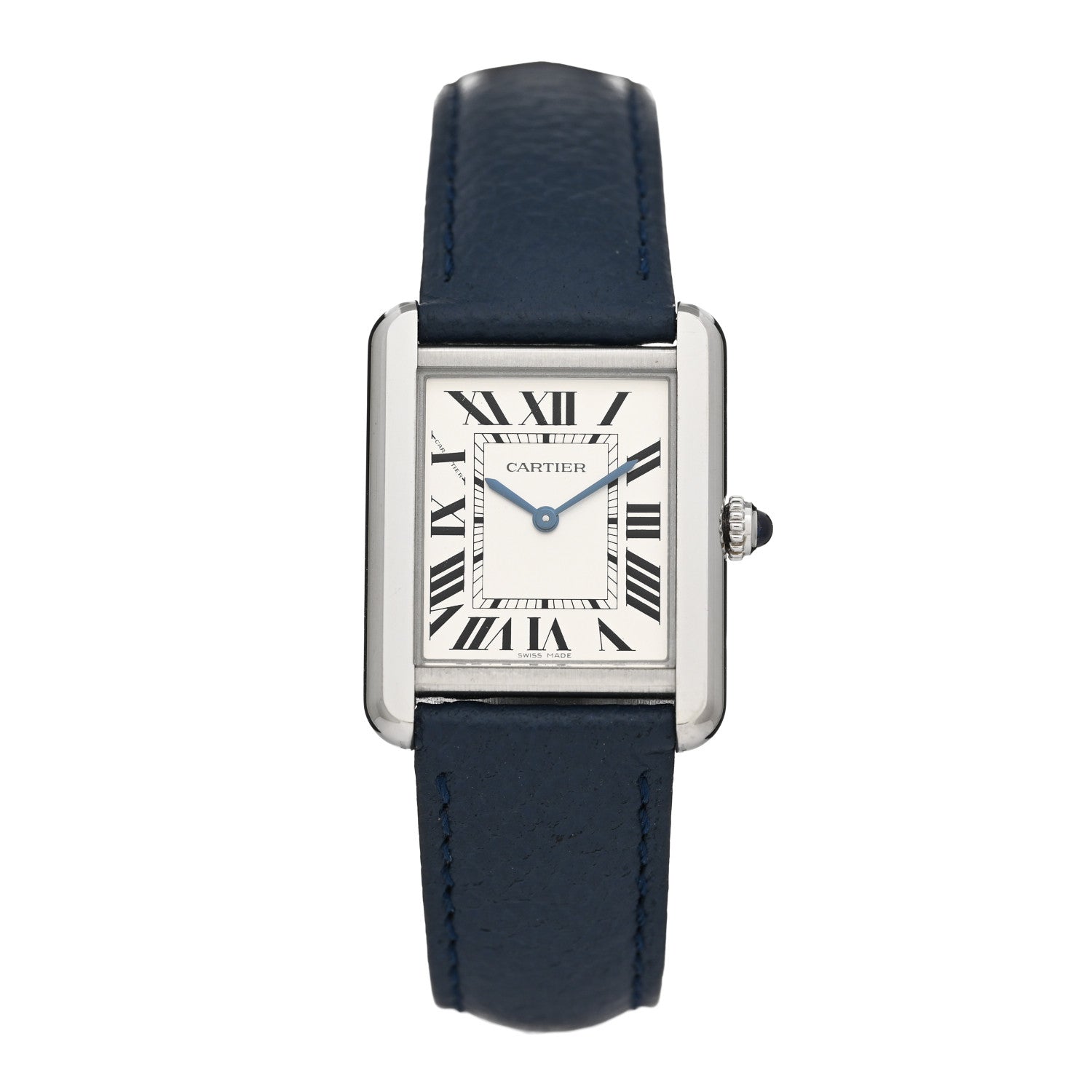 Cartier Stainless Steel Calfskin 24mm Tank Solo Quartz Watch Blue 1 of 4
