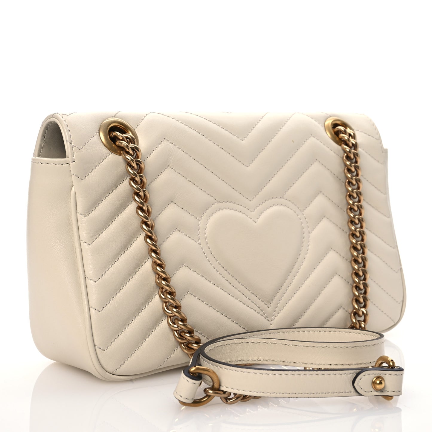 Calfskin Matelasse Small GG Marmont Shoulder Bag White