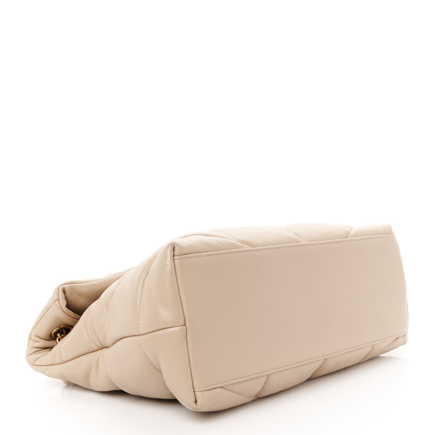 Lambskin Quilted Medium Loulou Puffer Monogram Chain Satchel Dark Beige