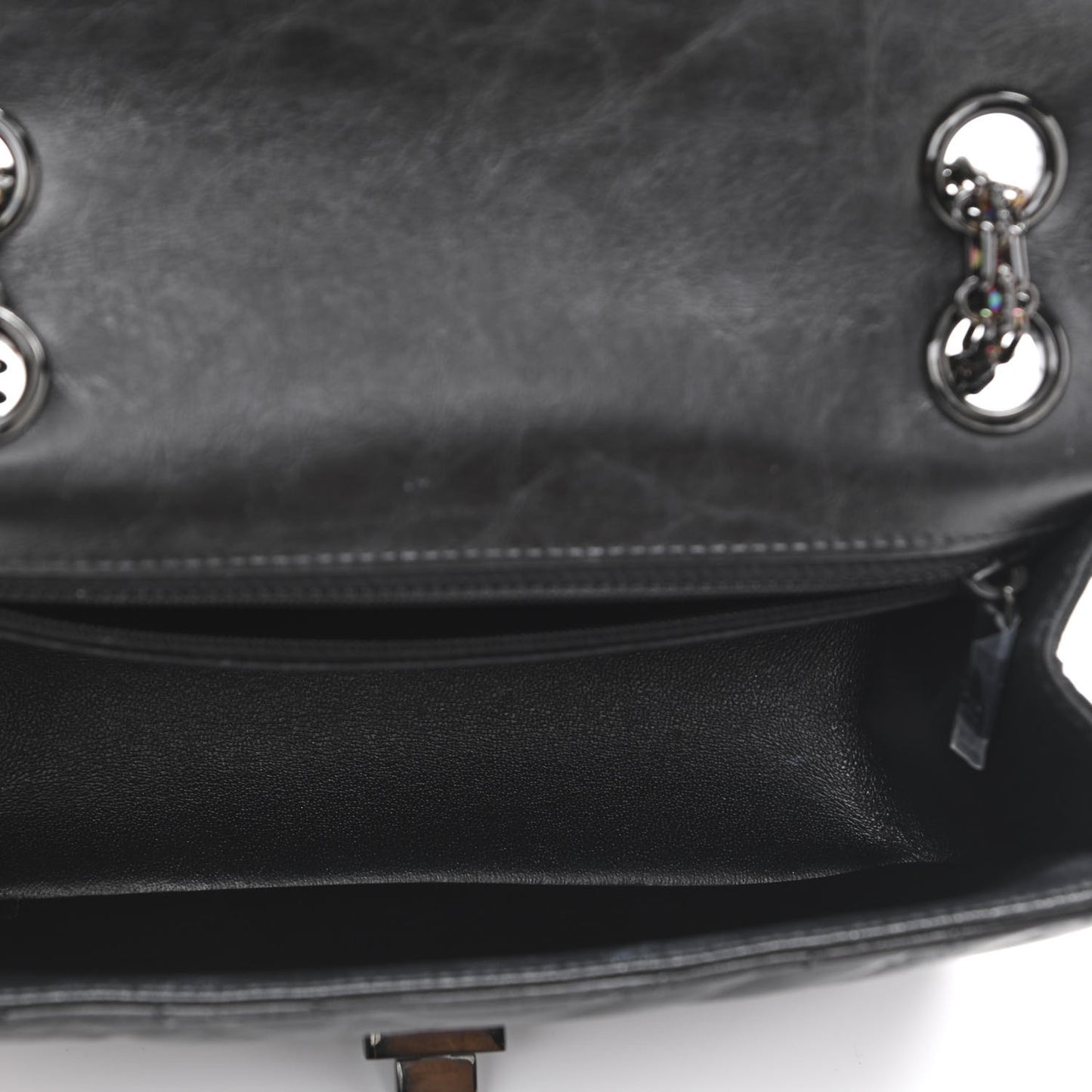 Aged Calfskin Chevron Quilted 2.55 Reissue Mini Flap So Black