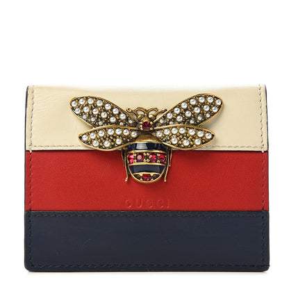 Gucci Calfskin Queen Margaret Card Case Wallet Blue Agata Hibiscus Red Mystic White 1 of 8
