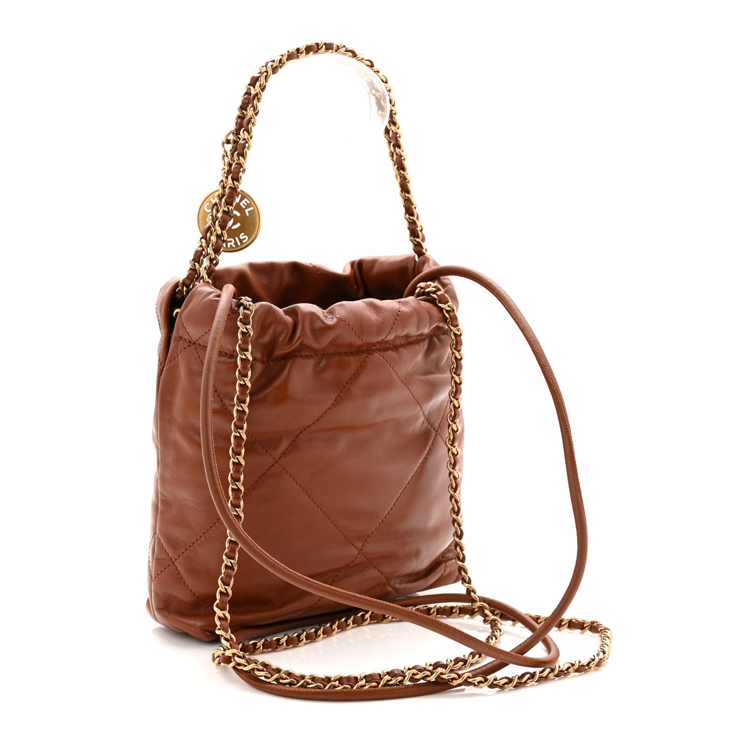 Chanel Shiny Calfskin Quilted Mini Chanel 22 Light Brown 3 of 10