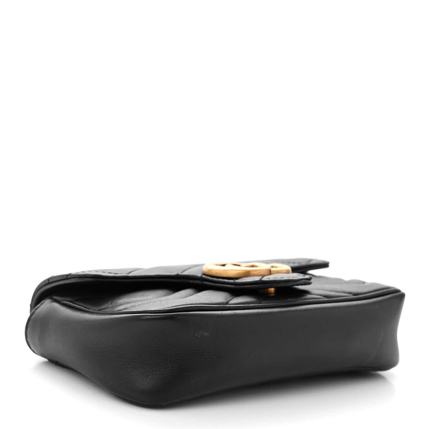 Calfskin Matelasse Super Mini GG Marmont Shoulder Bag Black