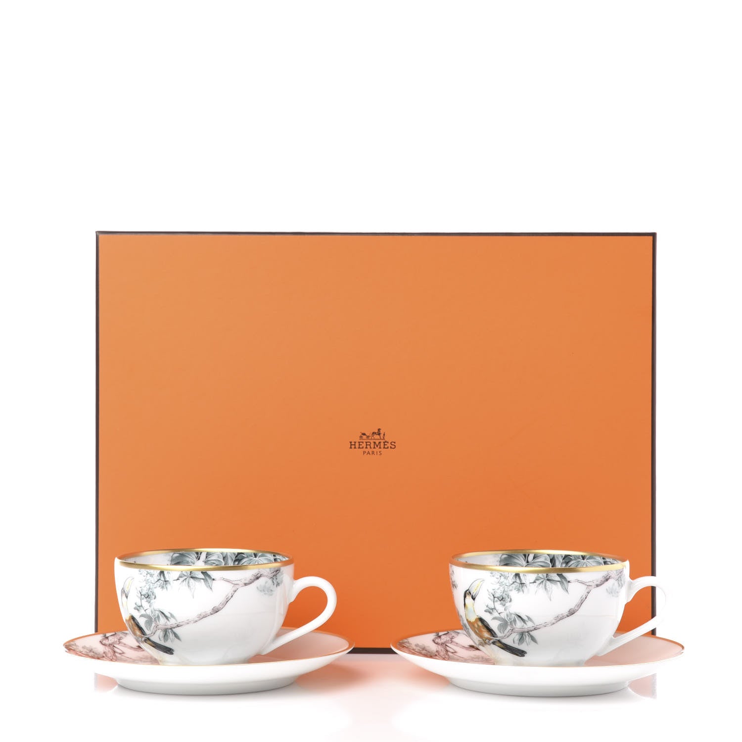 Hermes Porcelain Carnets d'Equateur Tea Cup and Saucer Set of 2 9 of 9