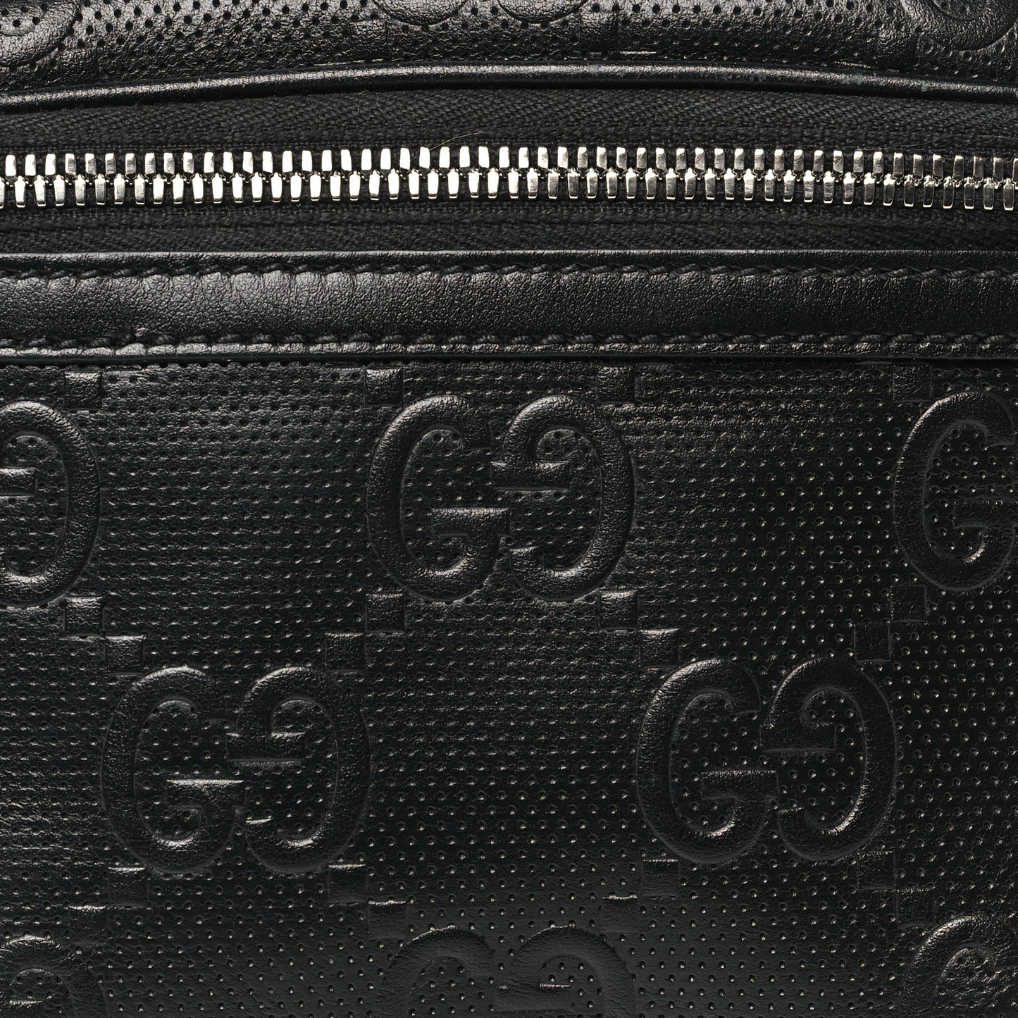 Calfskin GG Tennis Embossed Belt Bag Black