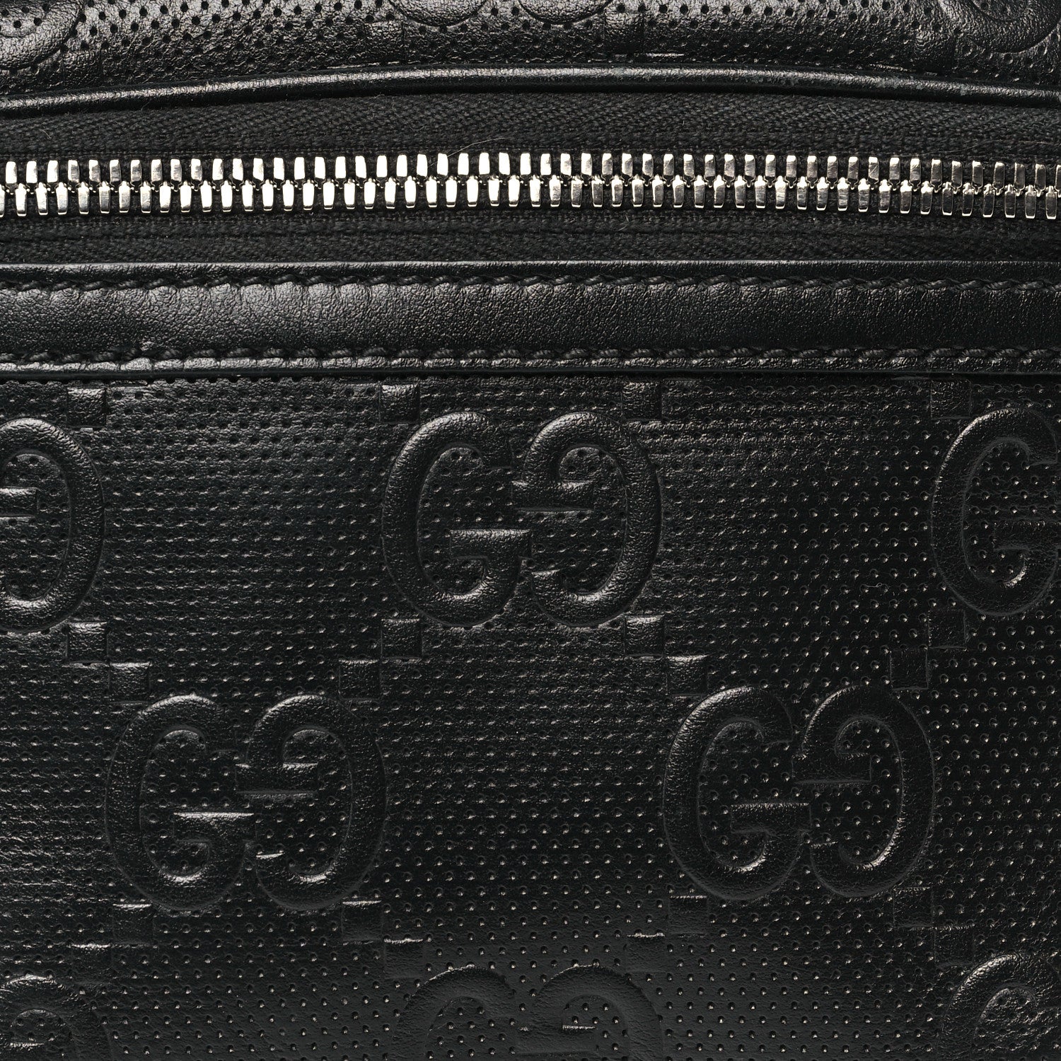 Gucci Calfskin GG Tennis Embossed Belt Bag Black 8 of 12