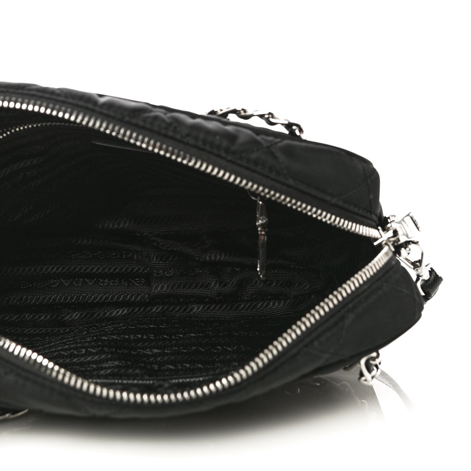 Prada Nylon Tessuto Impuntu Quilted Chain Crossbody Black 4 of 8