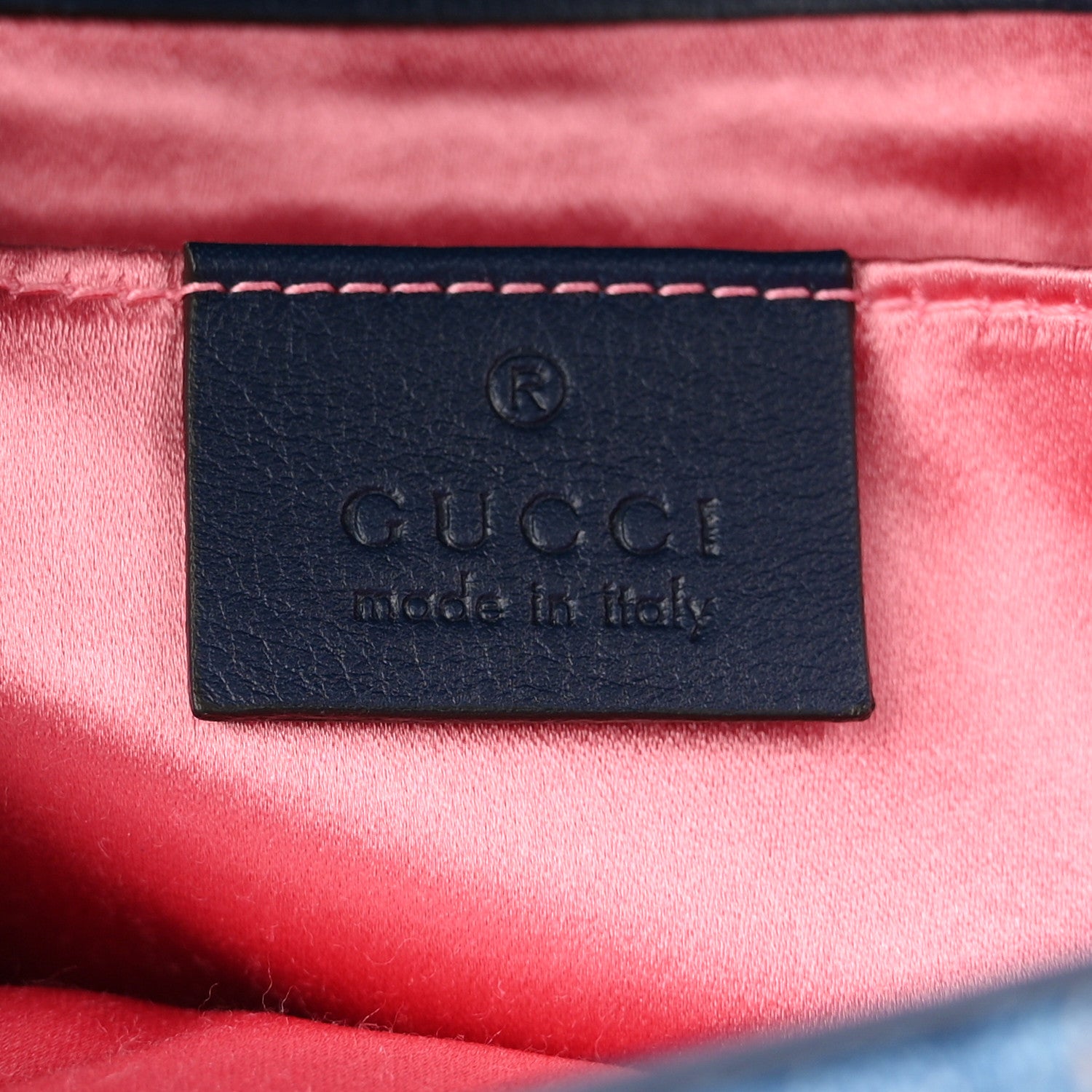 Gucci Denim Matelasse Pearl Studded Mini GG Marmont Shoulder Bag Blue 6 of 10