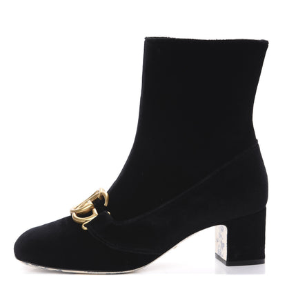 Gucci Softy Velvet Malaga Kid GG Victoire 55mm Ankle Boots 39 Black 1 of 6
