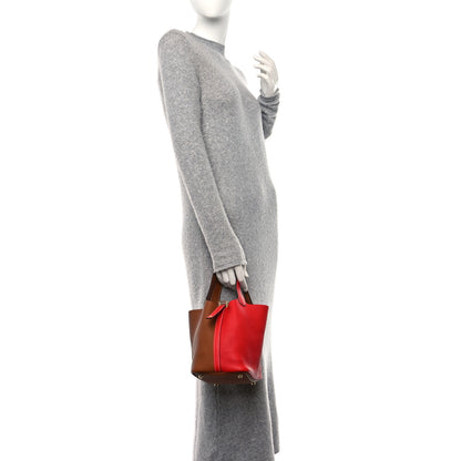 Hermes Taurillon Clemence Picotin Lock Picotin 18 PM Rouge De Coeur Gold 2 of 10