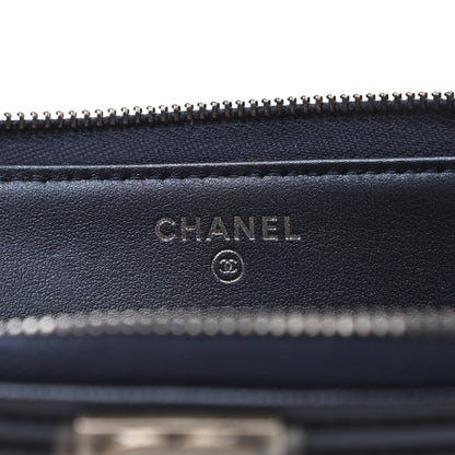 Chanel Metallic Caviar Quilted Small Zipped Boy Pouch Navy 6 of 8