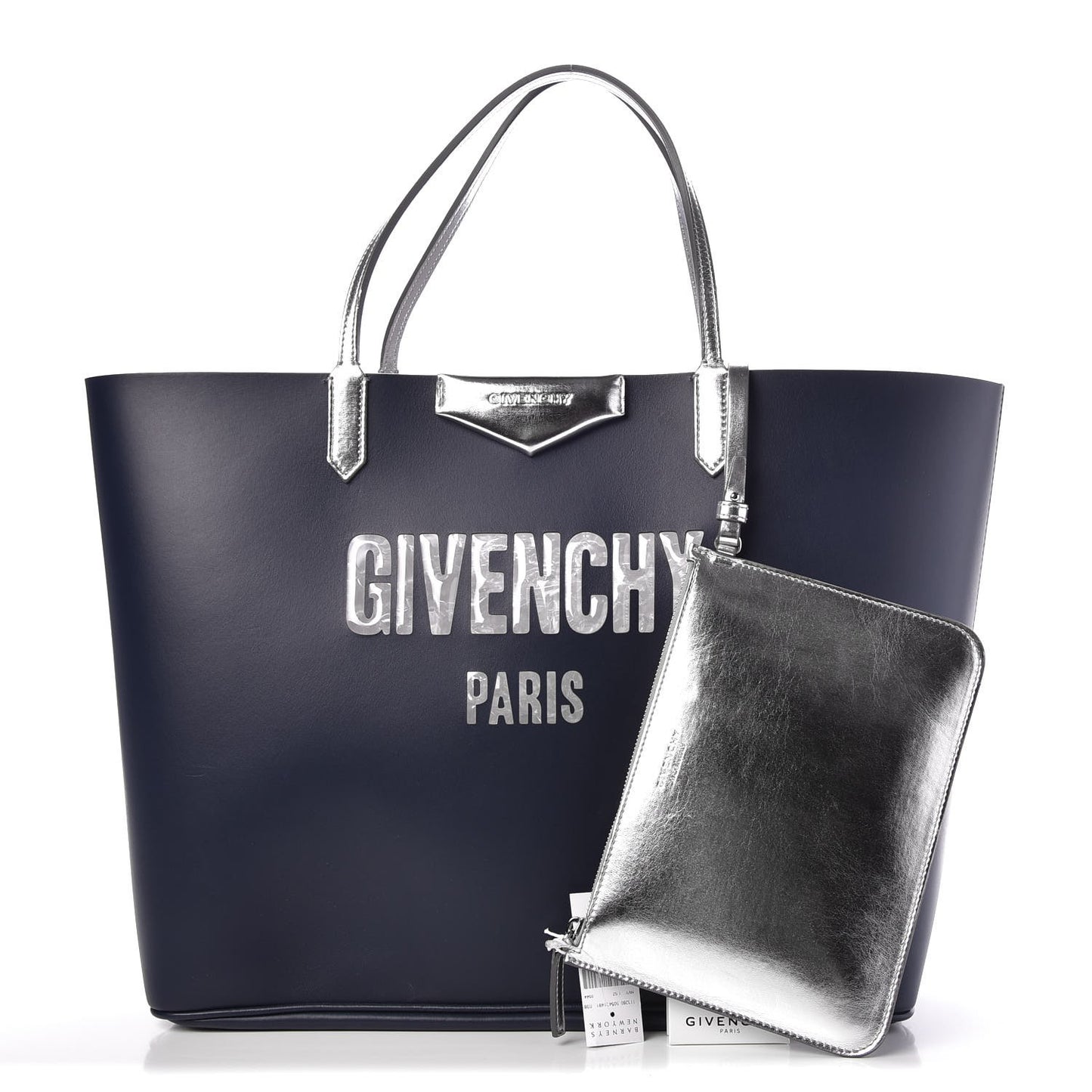 Calfskin Large Antigona Tote Night Blue Silver