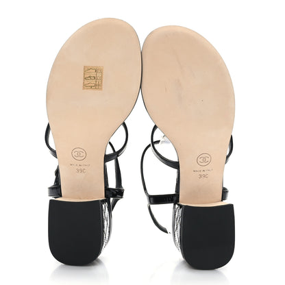 Chanel Patent CC Logo Thong Sandals 39 Black 5 of 7