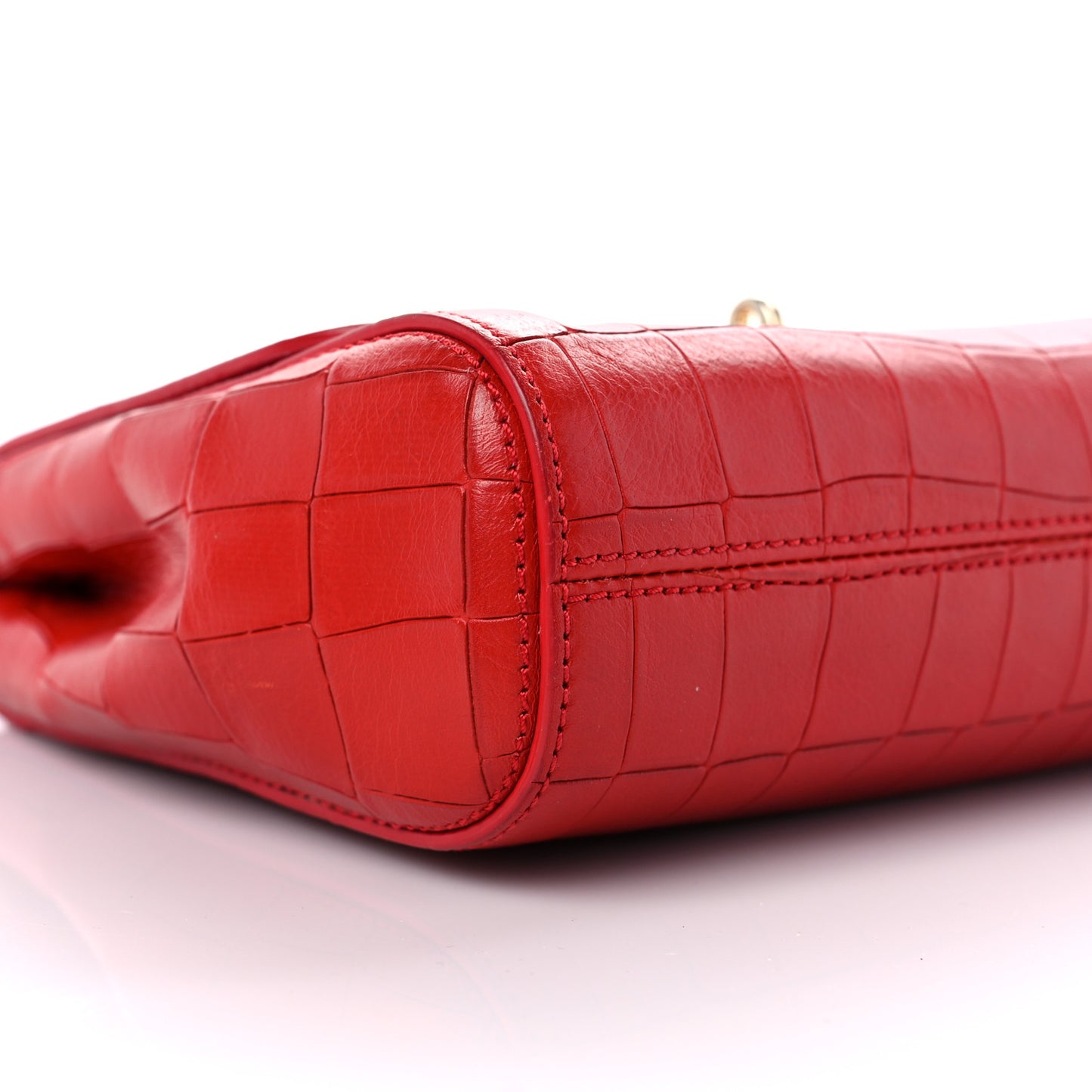Nappa Crocodile Embossed Small Lily Flap Red